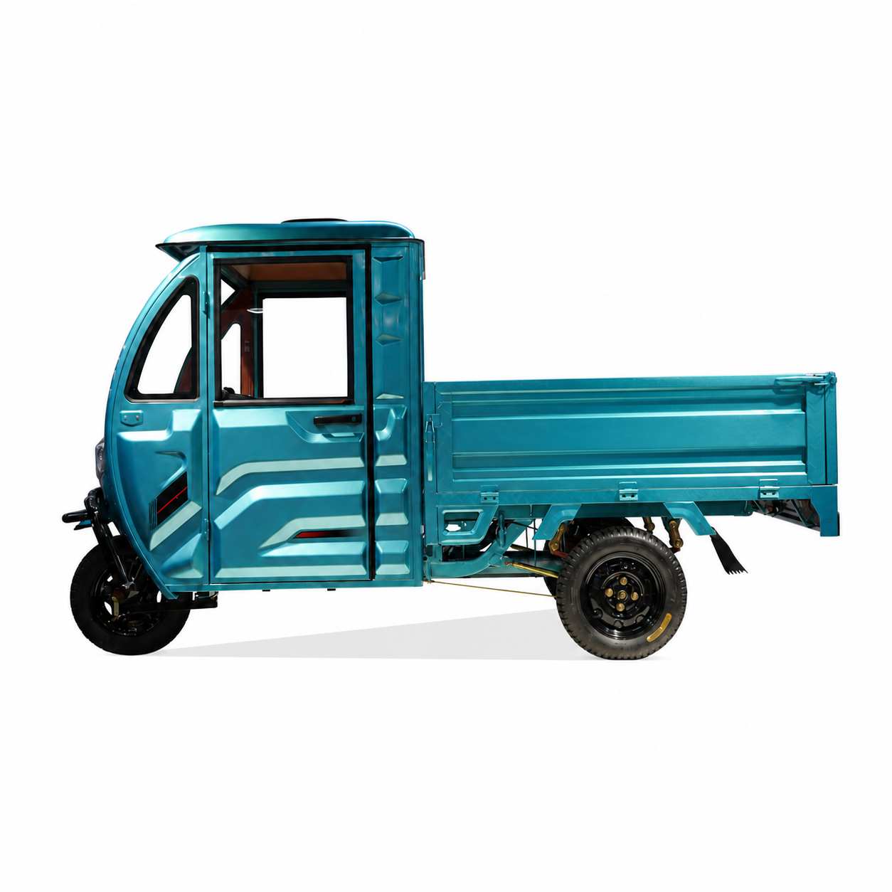 All-Weather Battery Cargo Three-Wheeler | Self-Unloading Tipper with Driver Cab | Farm and Worksite 