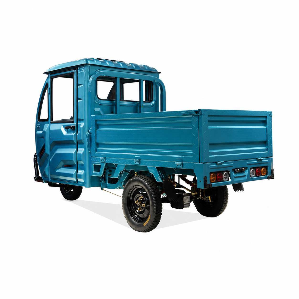 All-Weather Battery Cargo Three-Wheeler | Self-Unloading Tipper with Driver Cab | Farm and Worksite 
