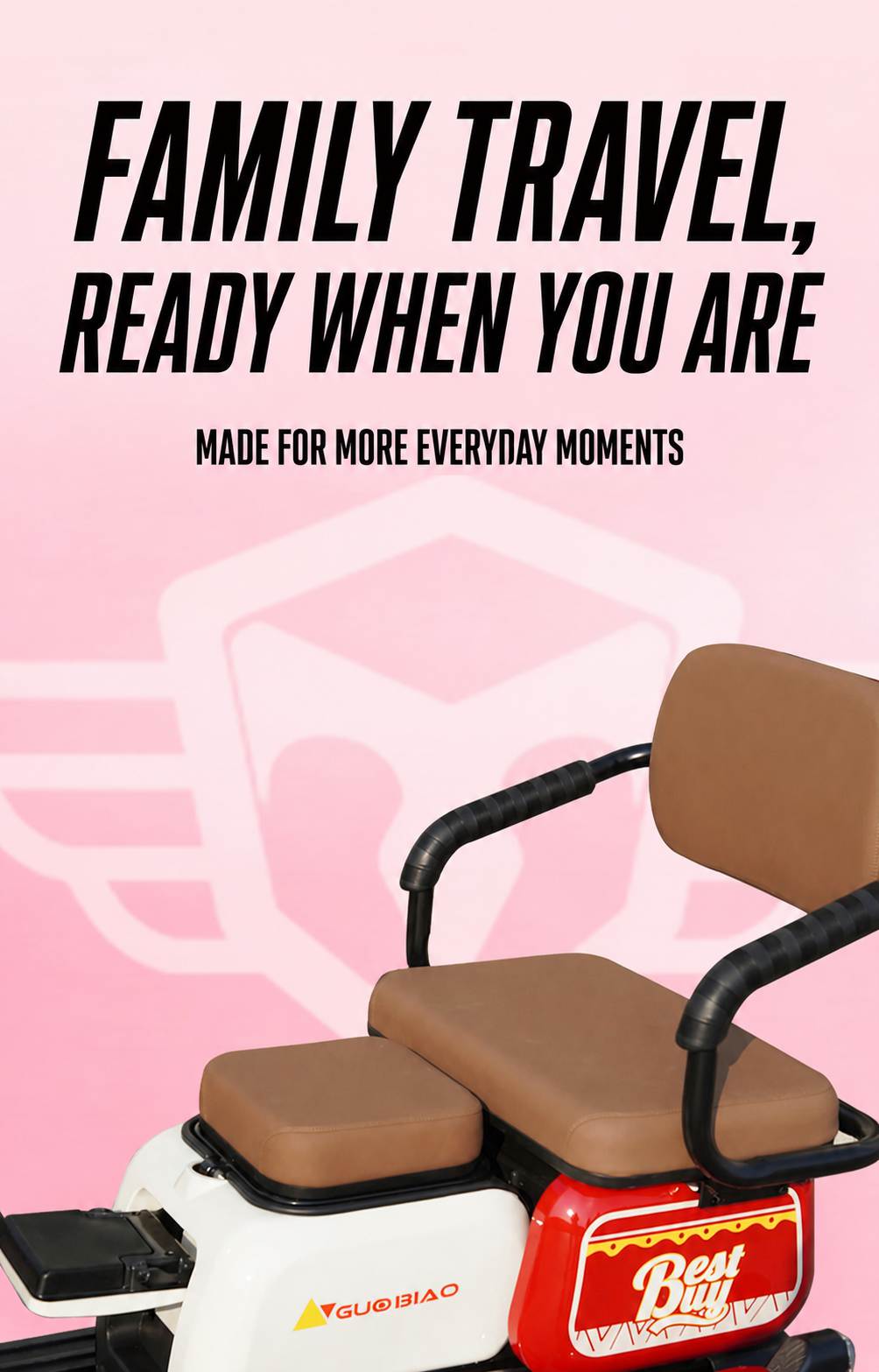 Dual-Seat Electric Mobility Tricycle | Convertible Passenger Scooter | Senior Family Travel