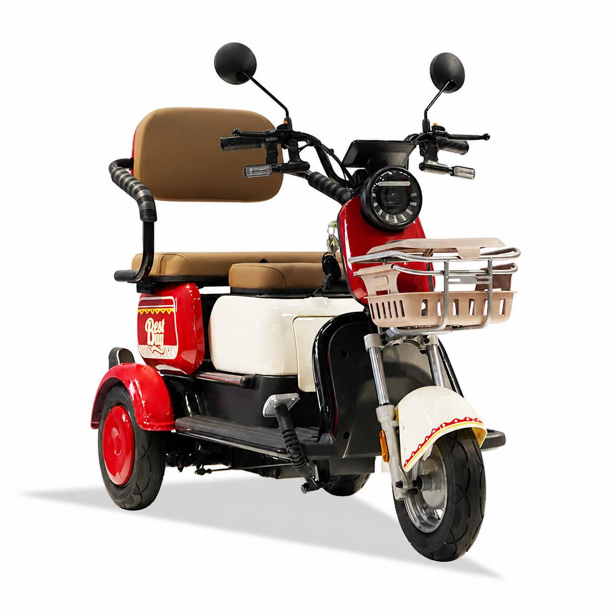 Dual-Seat Electric Mobility Tricycle | Convertible Passenger Scooter | Senior Family Travel