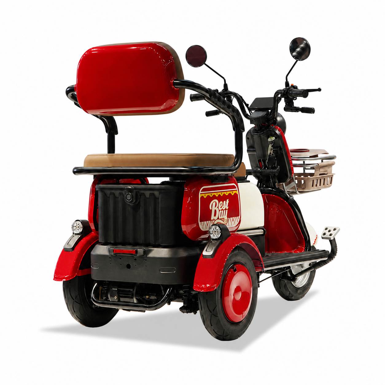 Dual-Seat Electric Mobility Tricycle | Convertible Passenger Scooter | Senior Family Travel