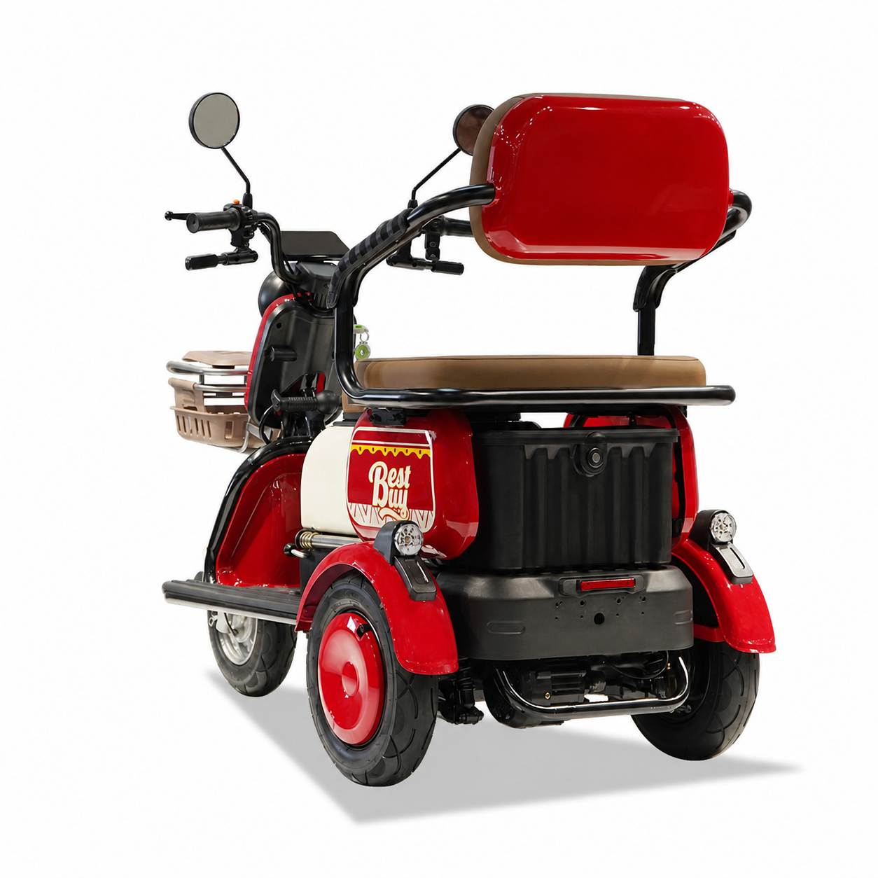 Dual-Seat Electric Mobility Tricycle | Convertible Passenger Scooter | Senior Family Travel