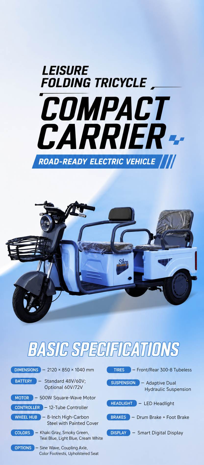 Convertible Electric Passenger Tricycle | Dual-Mode Cargo & Family Mobility Scooter Convertible Electric Passenger Tricycle | Dual-Mode Cargo & Family Mobility Scooter