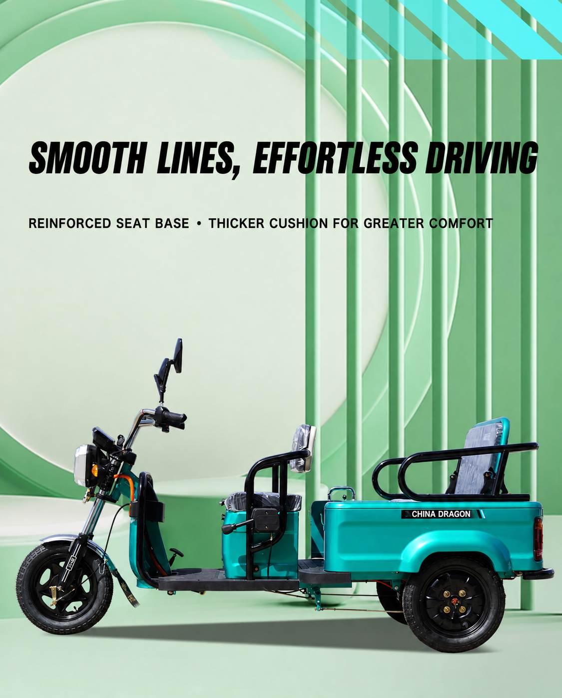Multi-Passenger Electric Tricycle | Convertible Cargo & Family Mobility Scooter | Stable Three-Wheel Multi-Passenger Electric Tricycle | Convertible Cargo & Family Mobility Scooter | Stable Three-Wheel