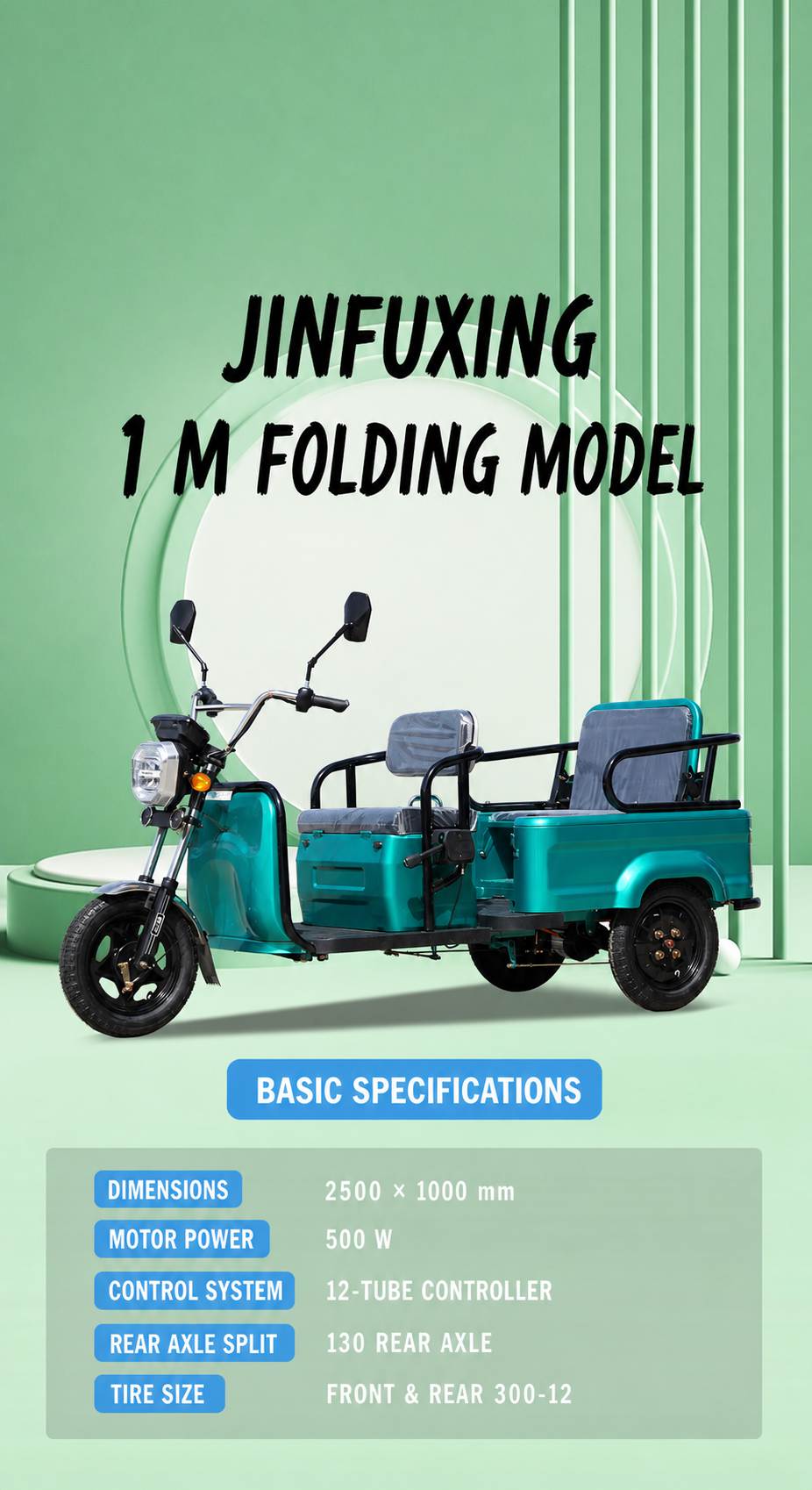 Multi-Passenger Electric Tricycle | Convertible Cargo & Family Mobility Scooter | Stable Three-Wheel Multi-Passenger Electric Tricycle | Convertible Cargo & Family Mobility Scooter | Stable Three-Wheel