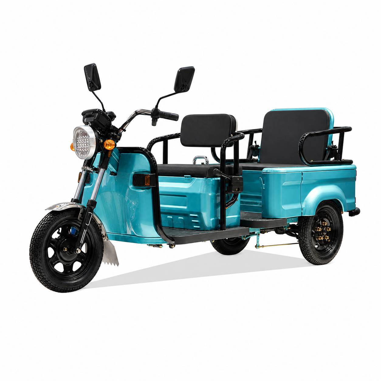 Multi-Passenger Electric Tricycle | Convertible Cargo & Family Mobility Scooter | Stable Three-Wheel