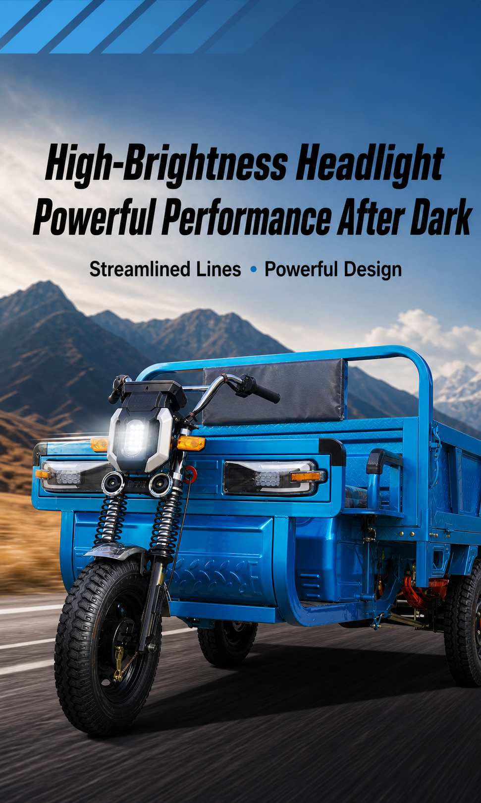 Electric Cargo Tricycle | 1500W Motor | 1.8m Steel Cargo Bed | Hydraulic Dump