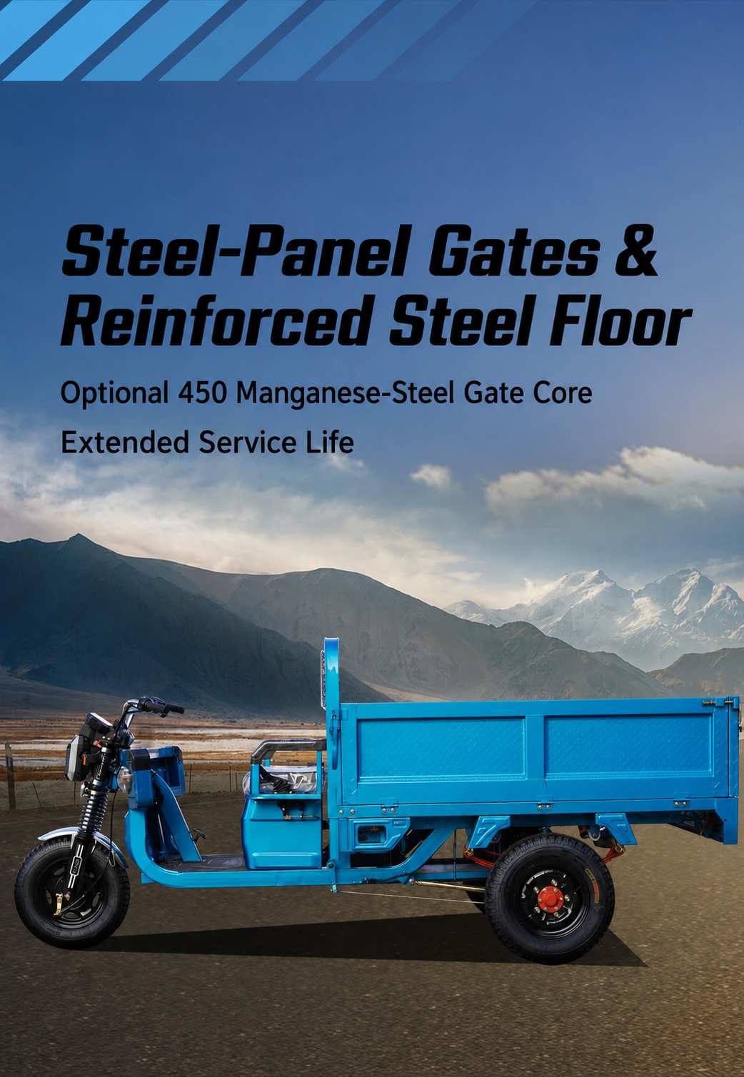 Electric Cargo Tricycle | 1500W Motor | 1.8m Steel Cargo Bed | Hydraulic Dump