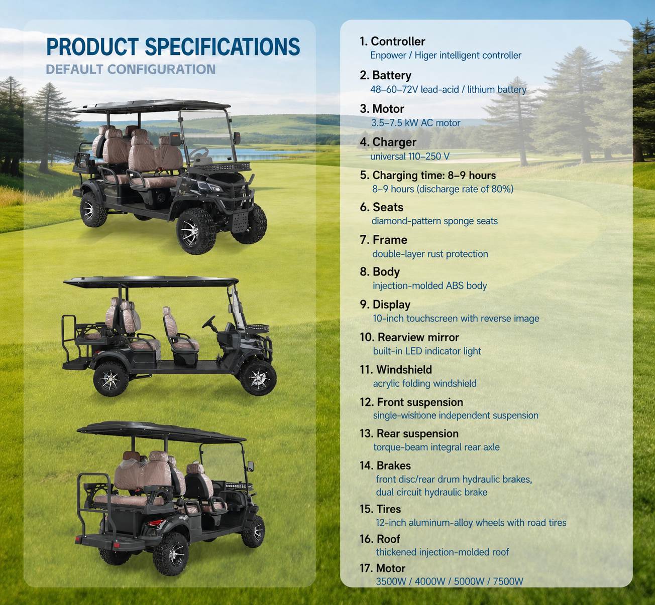 Electric Sightseeing Golf Cart | Multi-Passenger Off-Road Shuttle | Resort & Hotel Transport