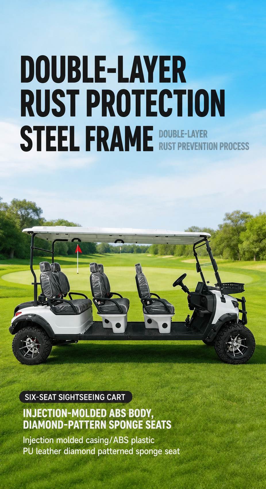 6-Seat Electric Golf Cart | Multi-Passenger Sightseeing Shuttle | Resort & Hotel Transport 6-Seat Electric Golf Cart | Multi-Passenger Sightseeing Shuttle | Resort & Hotel Transport