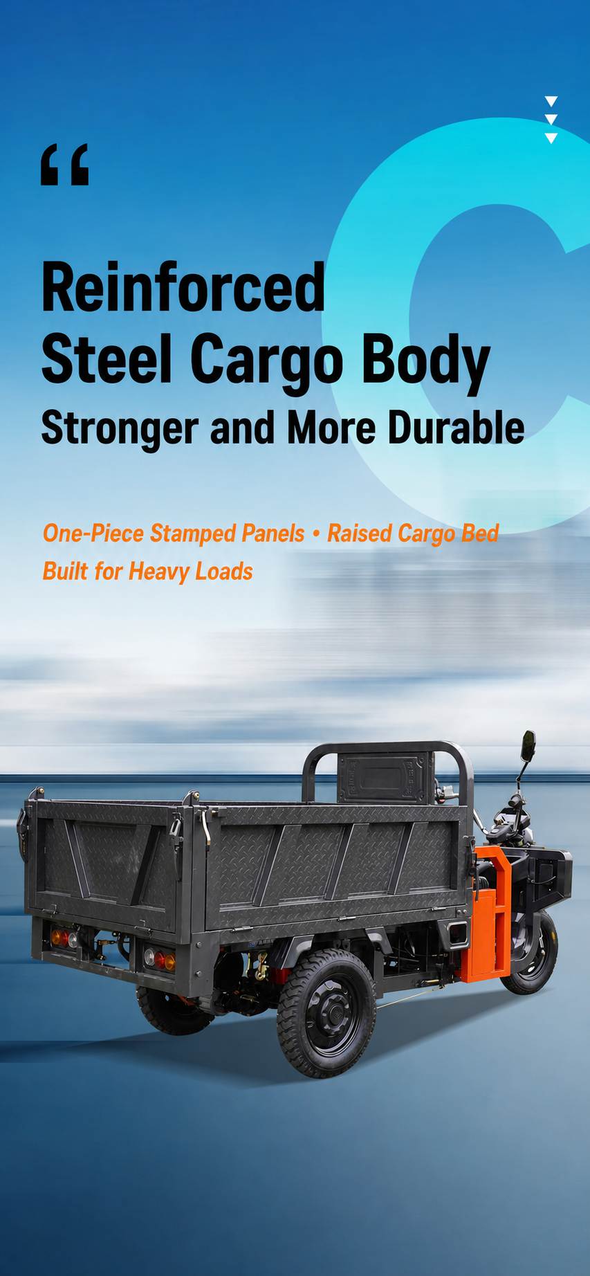 Heavy-Duty Electric Dump Cargo Tricycle | 1.6m Steel Cargo Bed | One-Touch Hydraulic Tipper Heavy-Duty Electric Dump Cargo Tricycle | 1.6m Steel Cargo Bed | One-Touch Hydraulic Tipper