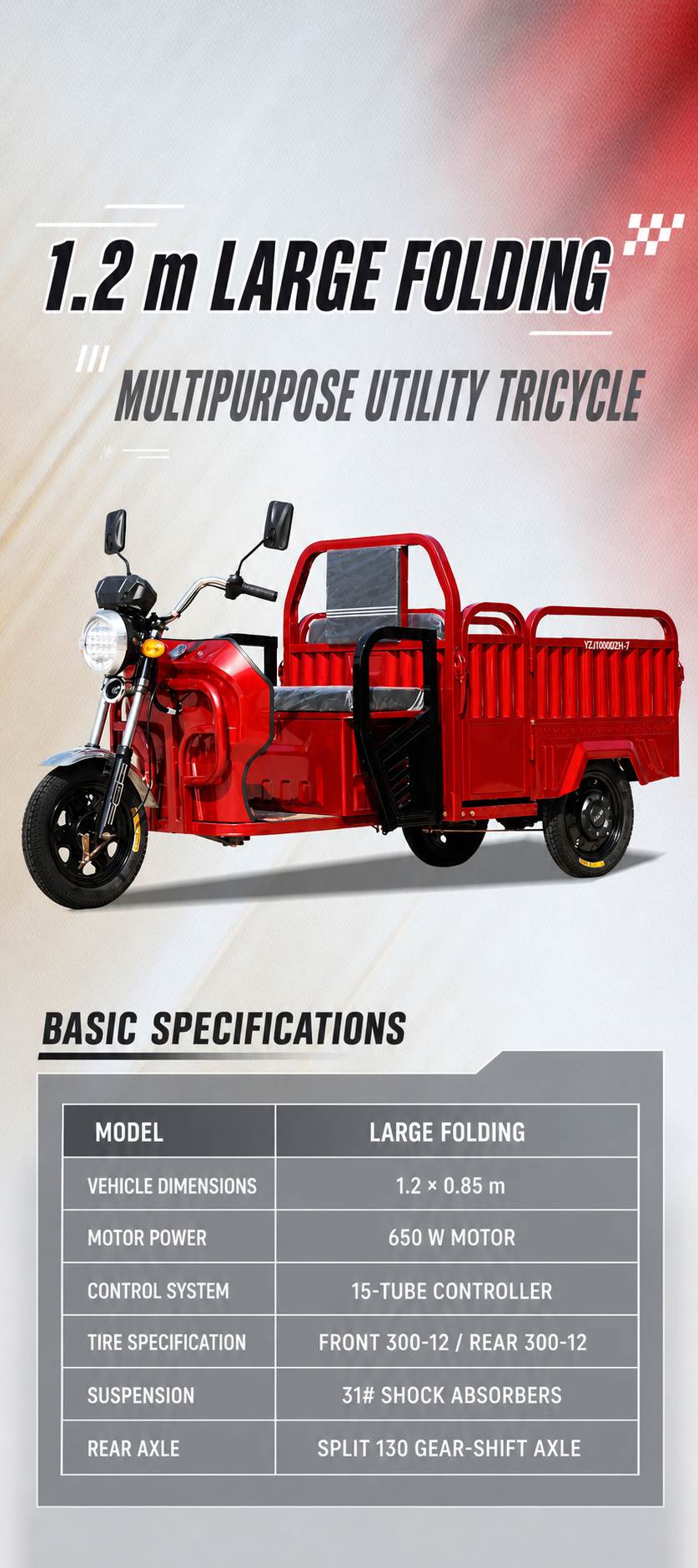 Electric Cargo Tricycle | Passenger & Cargo Convertible | Folding Seats|Family Delivery & Daily Use