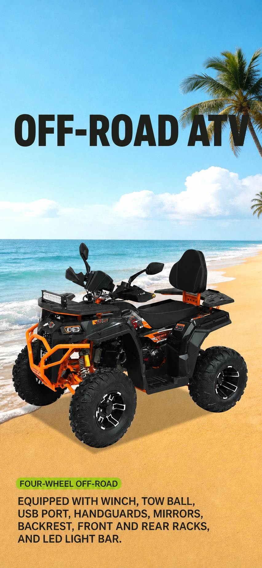 200cc Touring Quad Bike | GY6 Automatic Drive | Hydraulic Disc Brakes | Beach & Trail 200cc Touring Quad Bike | GY6 Automatic Drive | Hydraulic Disc Brakes | Beach & Trail