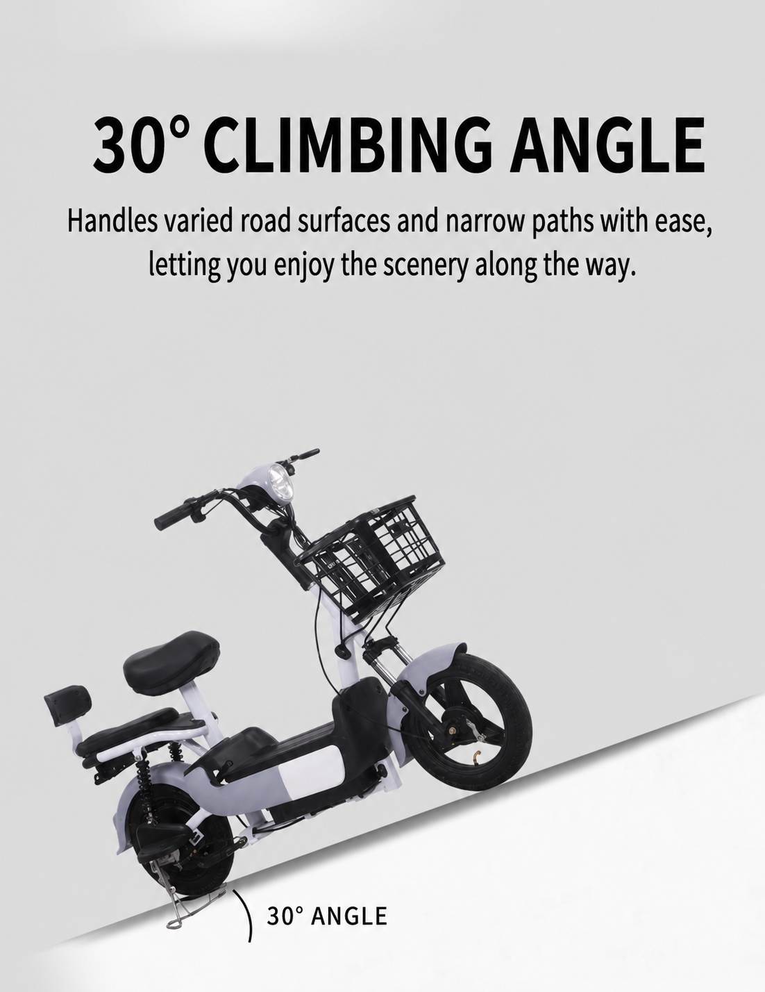 Compact Electric Moped | Two-Seat City Scooter with Front Basket | Urban Commuter Bike Compact Electric Moped | Two-Seat City Scooter with Front Basket | Urban Commuter Bike