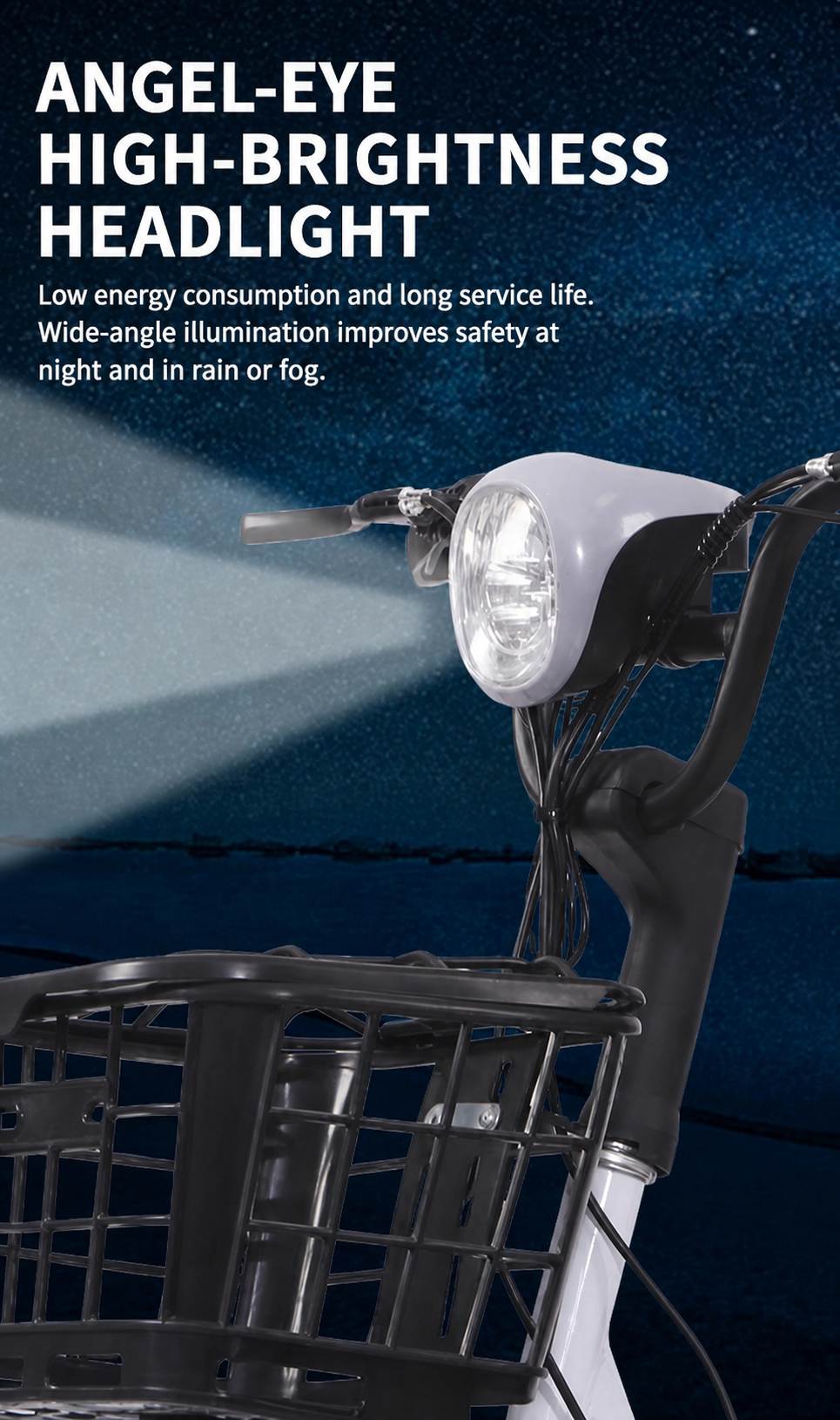 Compact Electric Moped | Two-Seat City Scooter with Front Basket | Urban Commuter Bike Compact Electric Moped | Two-Seat City Scooter with Front Basket | Urban Commuter Bike