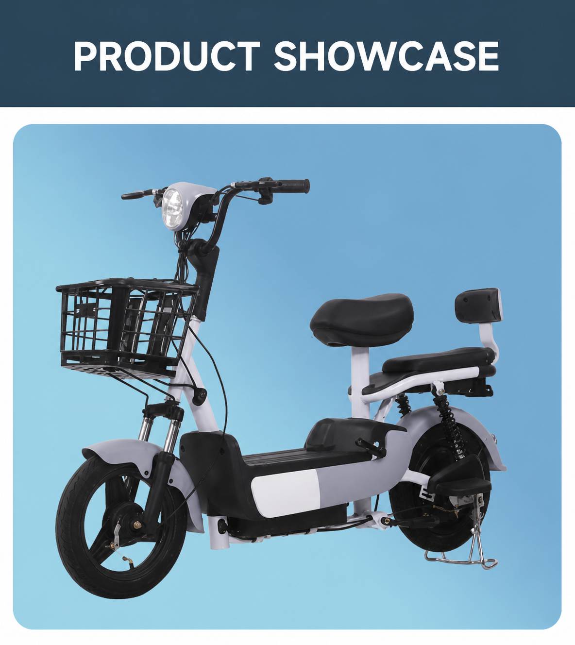 Compact Electric Moped | Two-Seat City Scooter with Front Basket | Urban Commuter Bike Compact Electric Moped | Two-Seat City Scooter with Front Basket | Urban Commuter Bike