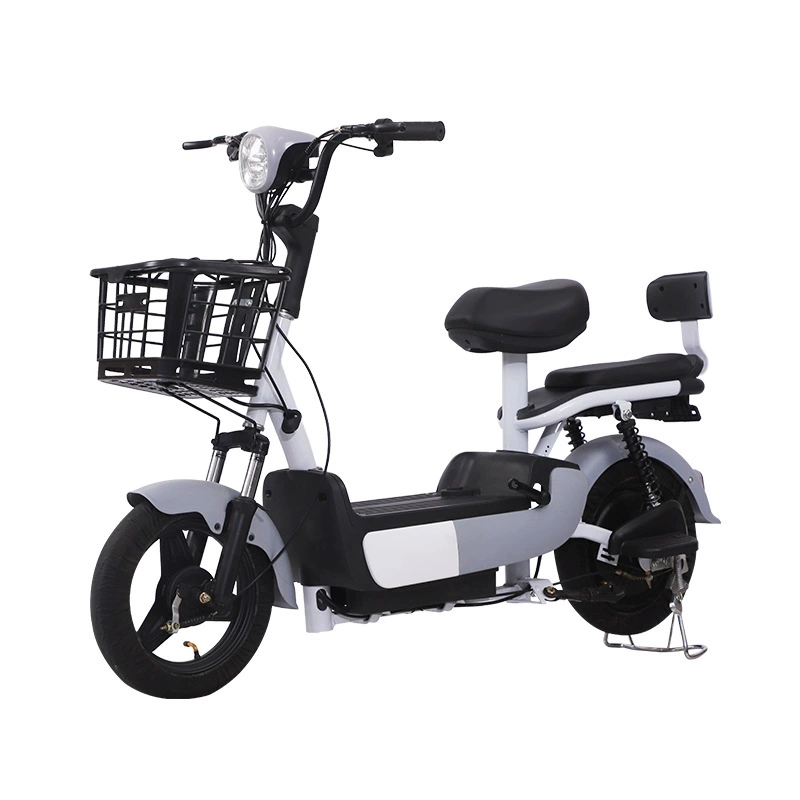 Compact Electric Moped | Two-Seat City Scooter with Front Basket | Urban Commuter Bike