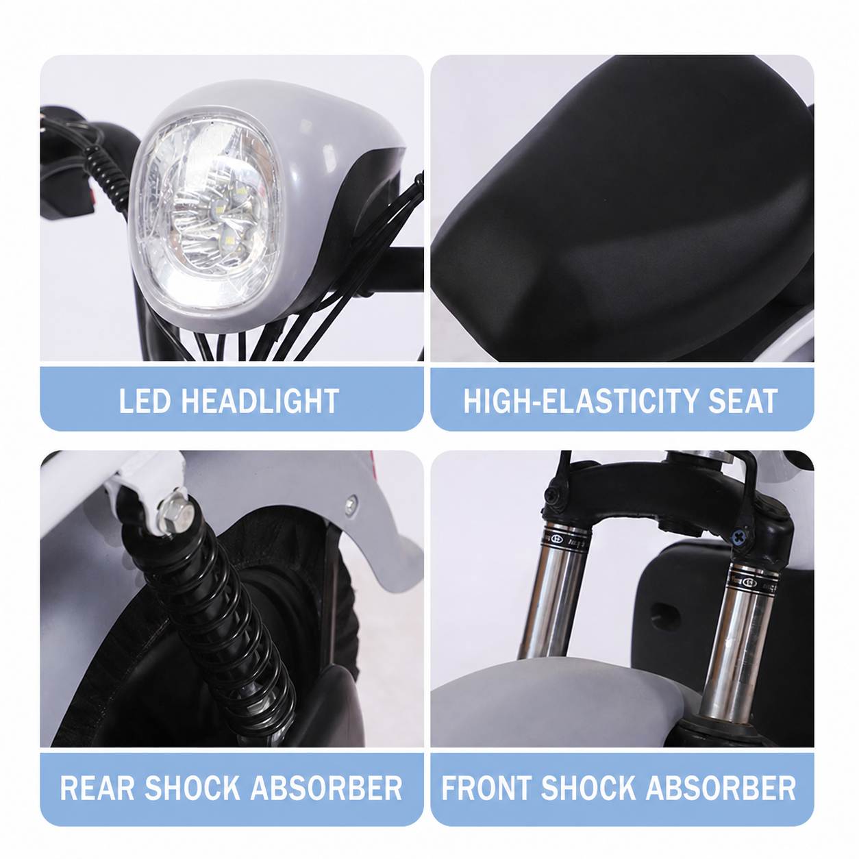 Compact Electric Moped | Two-Seat City Scooter with Front Basket | Urban Commuter Bike