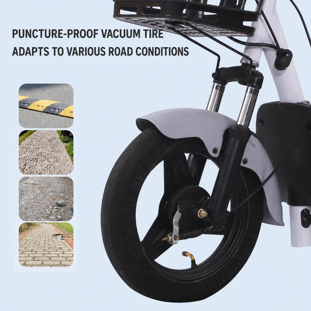 Compact Electric Moped | Two-Seat City Scooter with Front Basket | Urban Commuter Bike