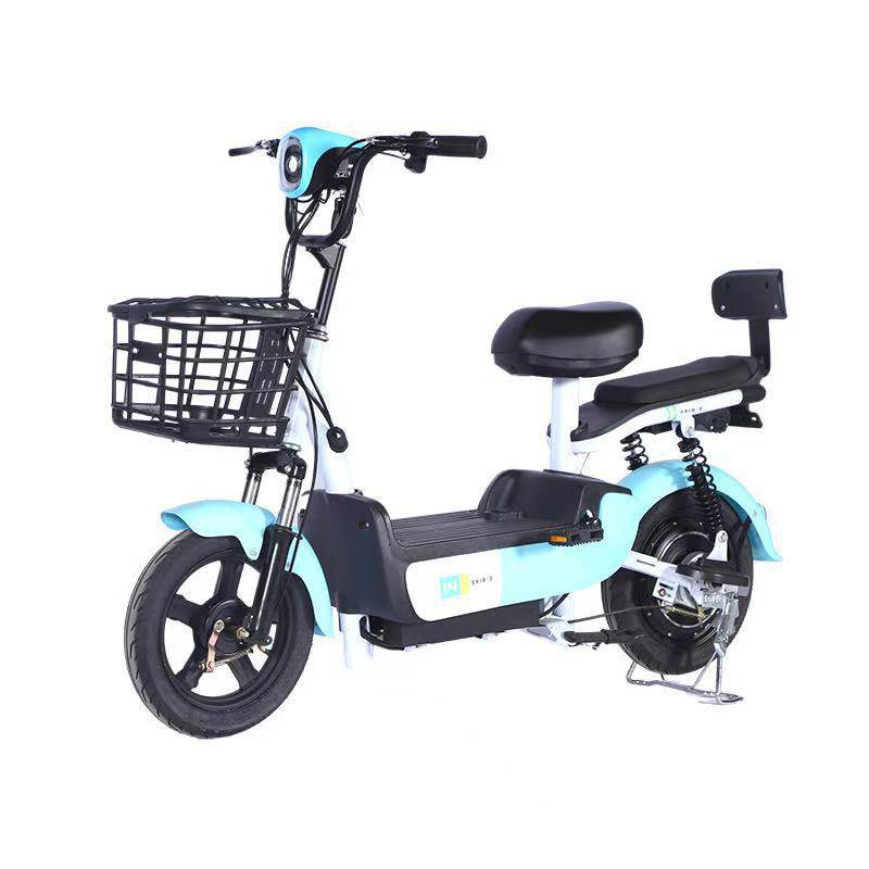 Compact Electric Moped | Two-Seat City Scooter with Front Basket | Urban Commuter Bike