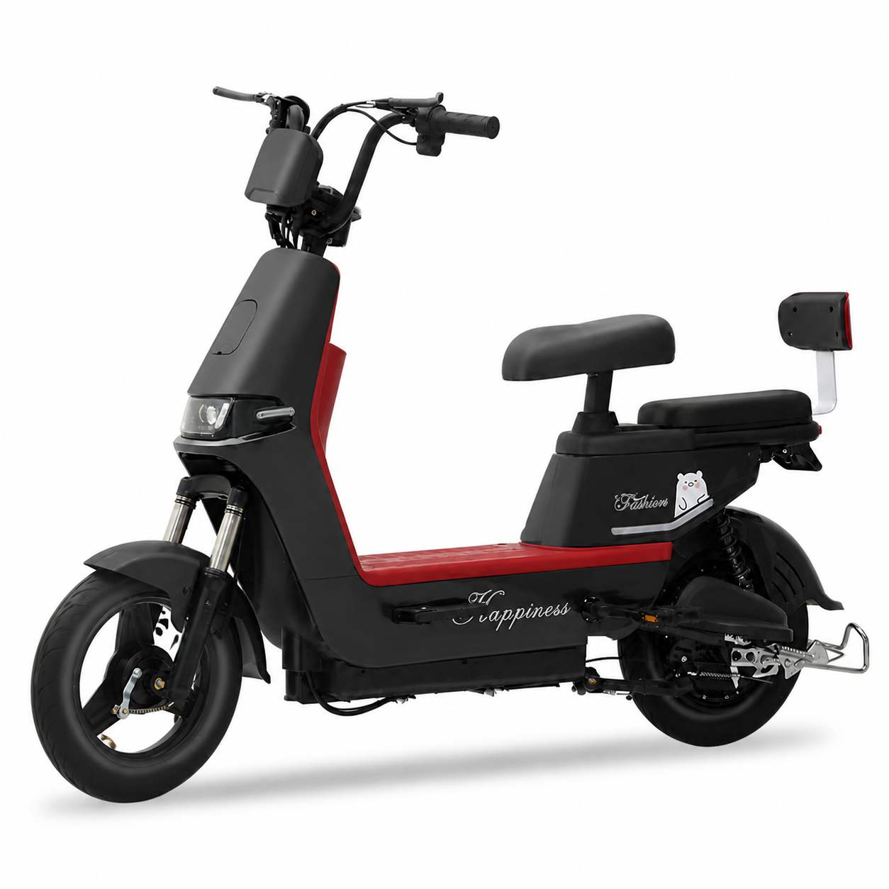 350W Step-Through Electric Scooter with Dual Seats, LED Headlight & 30° Climbing