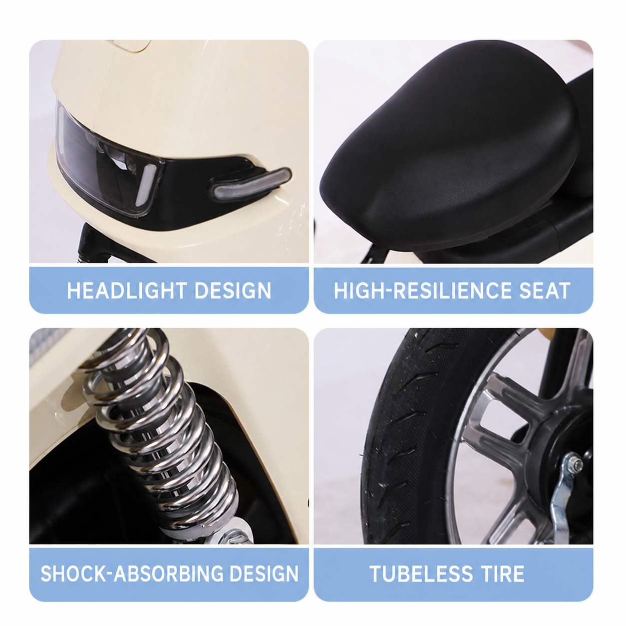 350W Step-Through Electric Scooter with Dual Seats, LED Headlight & 30° Climbing