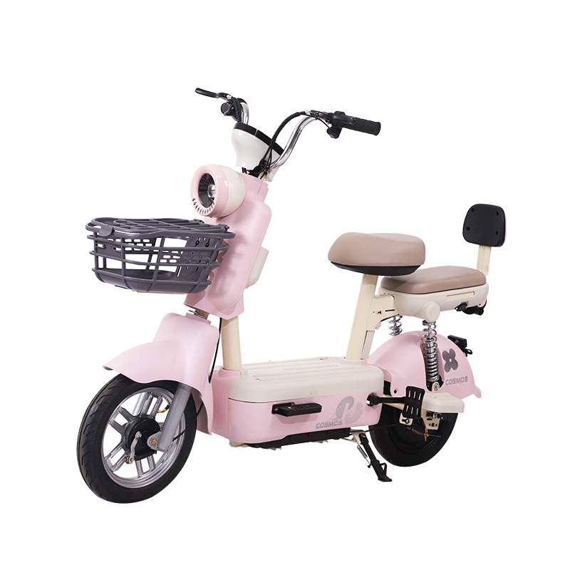 Compact Step-Through Electric Bike with Brushless Motor, Dual Seats, Basket & 30° Climbing