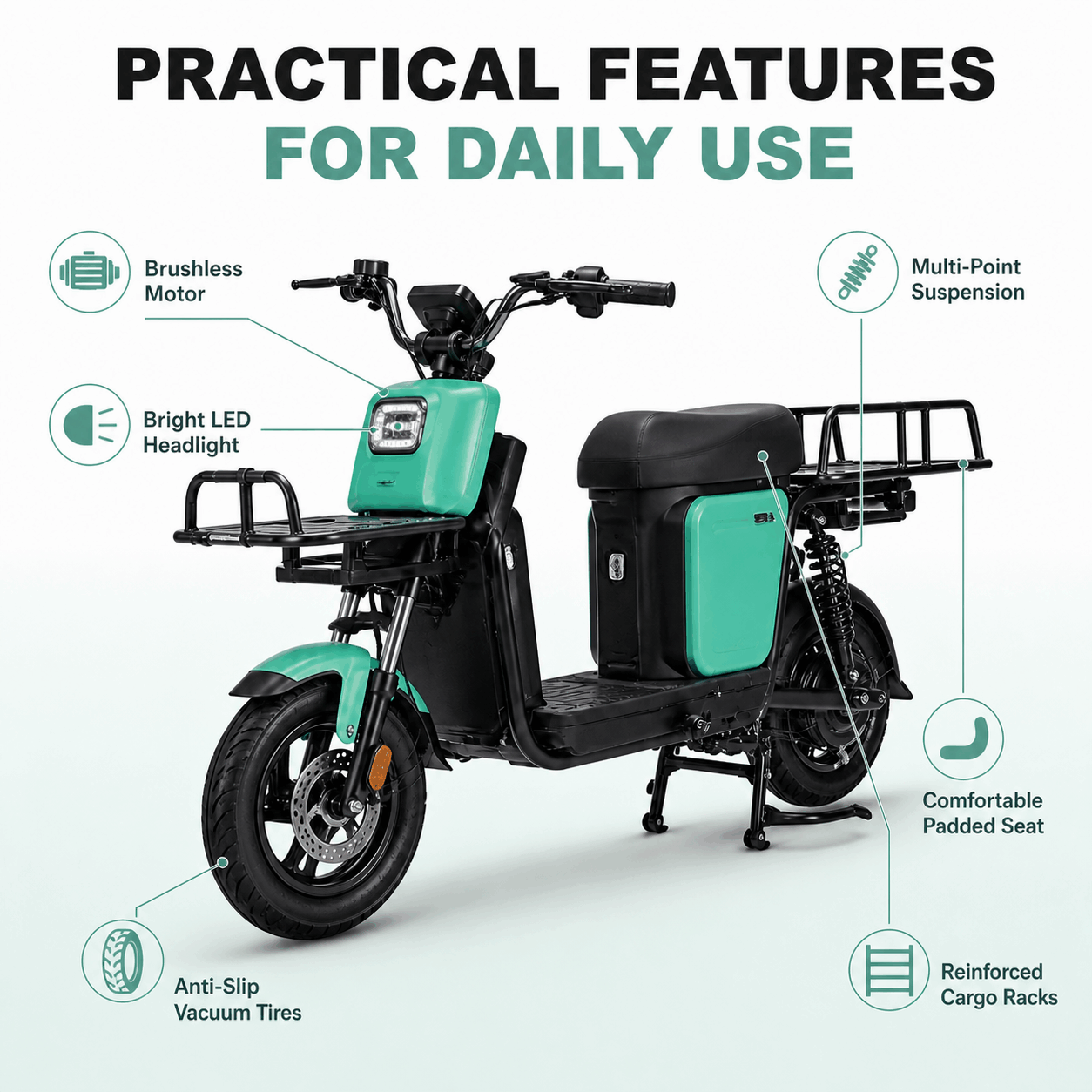 High-Power Long-Range Electric Delivery Bike with Cargo Racks for Food Delivery Riders High-Power Long-Range Electric Delivery Bike with Cargo Racks for Food Delivery Riders