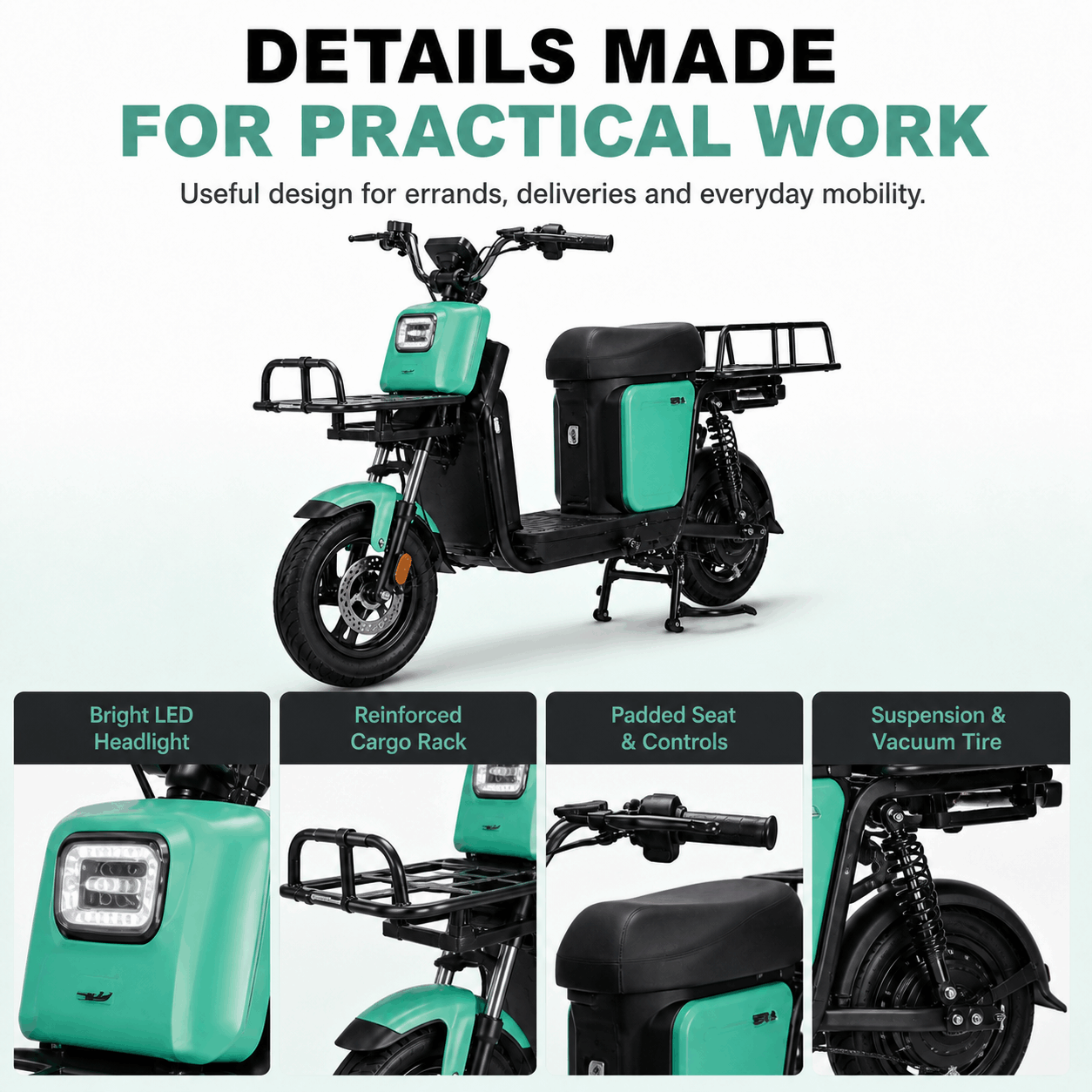 High-Power Long-Range Electric Delivery Bike with Cargo Racks for Food Delivery Riders High-Power Long-Range Electric Delivery Bike with Cargo Racks for Food Delivery Riders