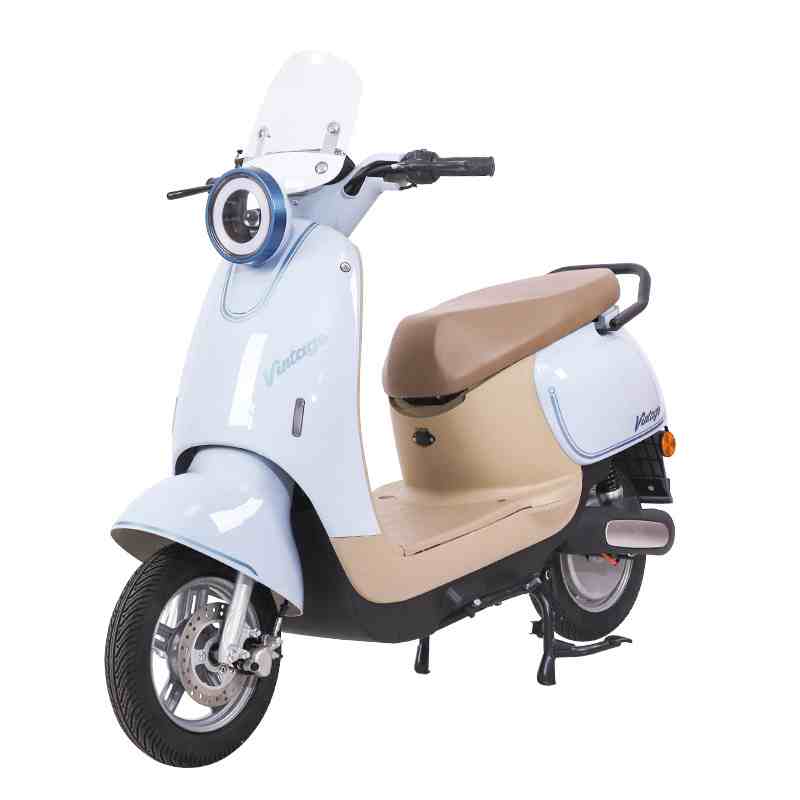Retro Step-Through Electric Scooter with Brushless Motor, LED Headlight 
