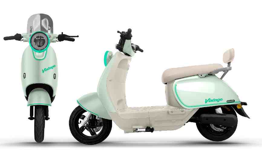 Retro Step-Through Electric Scooter with Brushless Motor, LED Headlight 