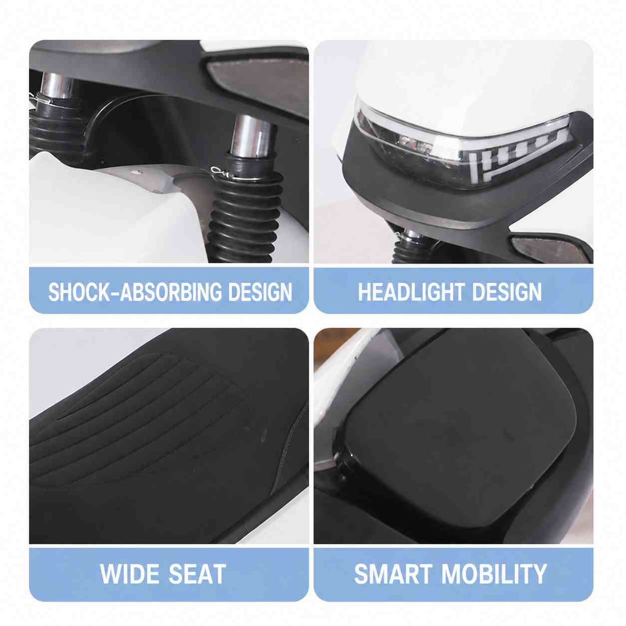 Minimalist Step-Through Electric Scooter with Brushless Motor, LED Headlight