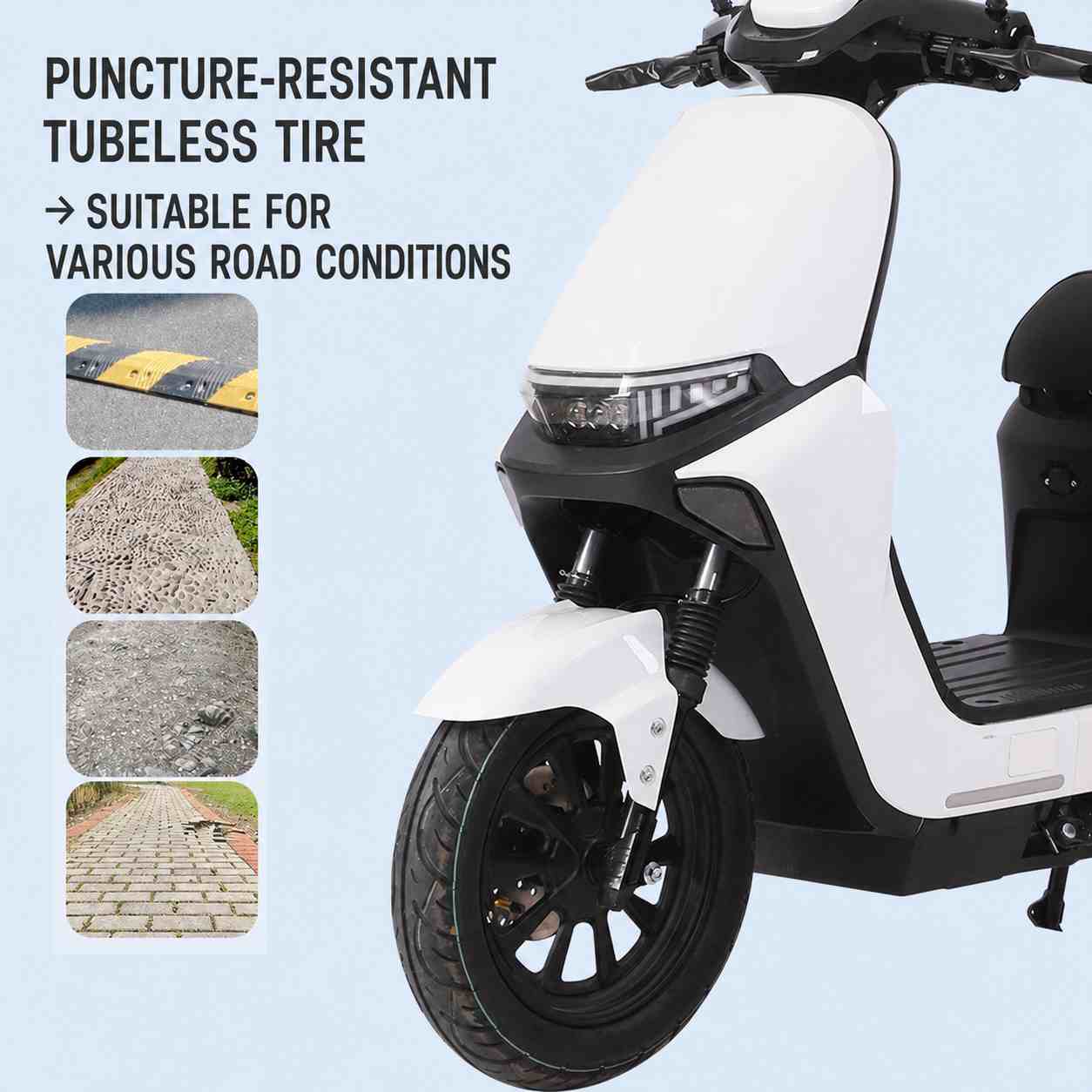 Minimalist Step-Through Electric Scooter with Brushless Motor, LED Headlight