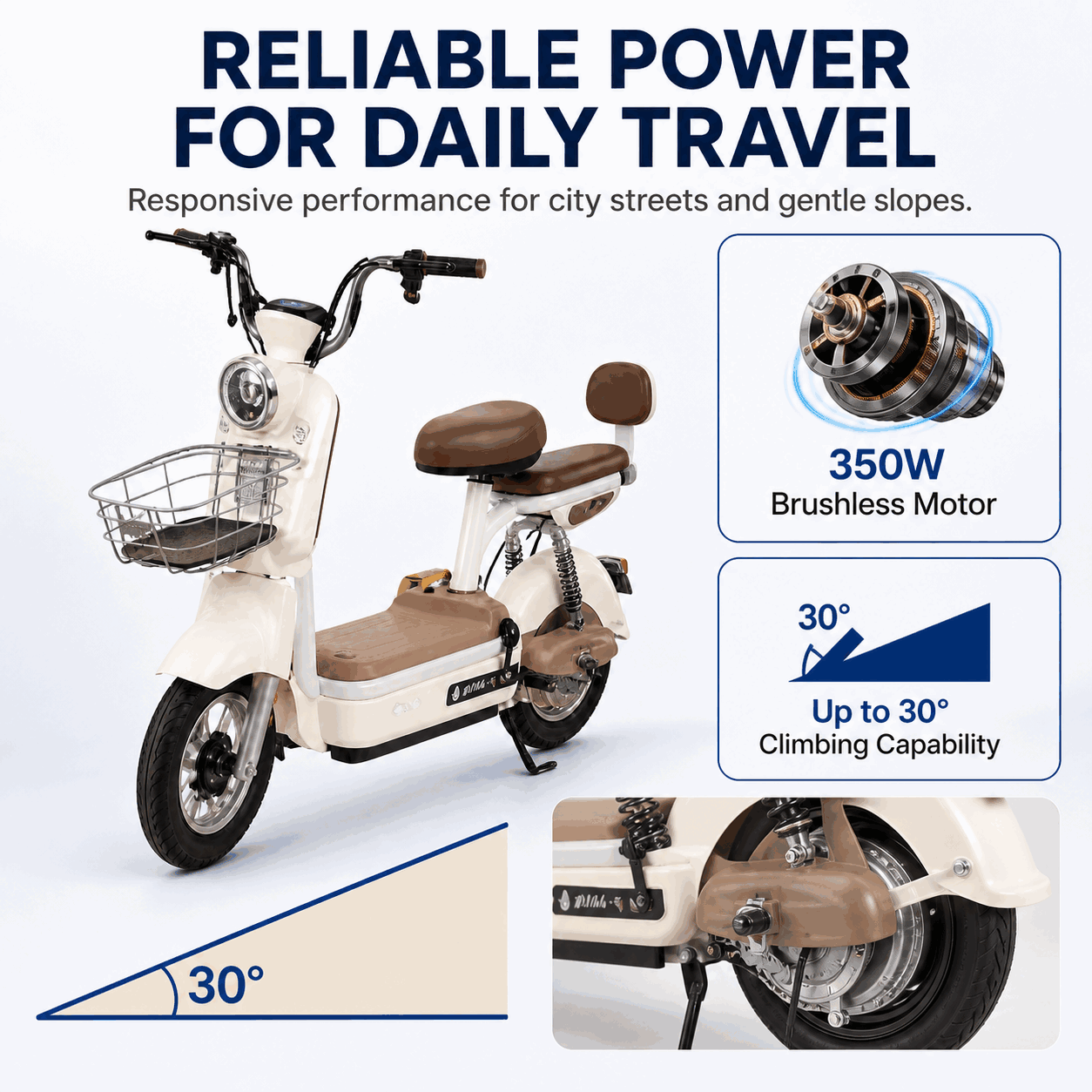 350W Smart City Electric Bike with Digital Display, Dual Seats, Basket 350W Smart City Electric Bike with Digital Display, Dual Seats, Basket