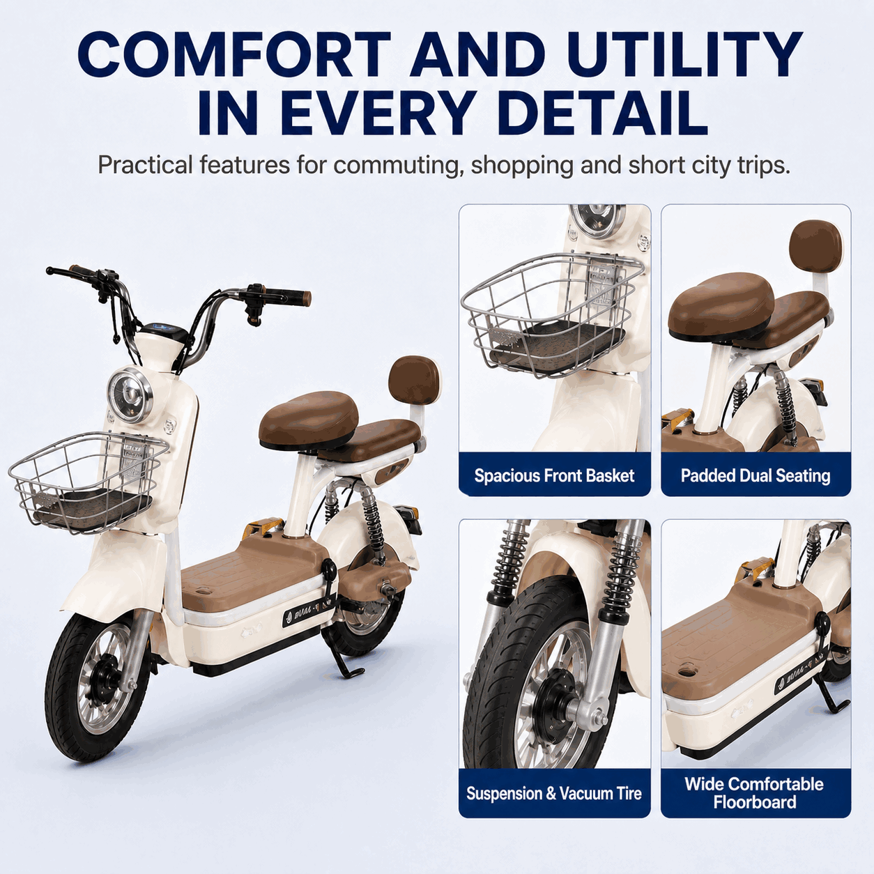 350W Smart City Electric Bike with Digital Display, Dual Seats, Basket 350W Smart City Electric Bike with Digital Display, Dual Seats, Basket