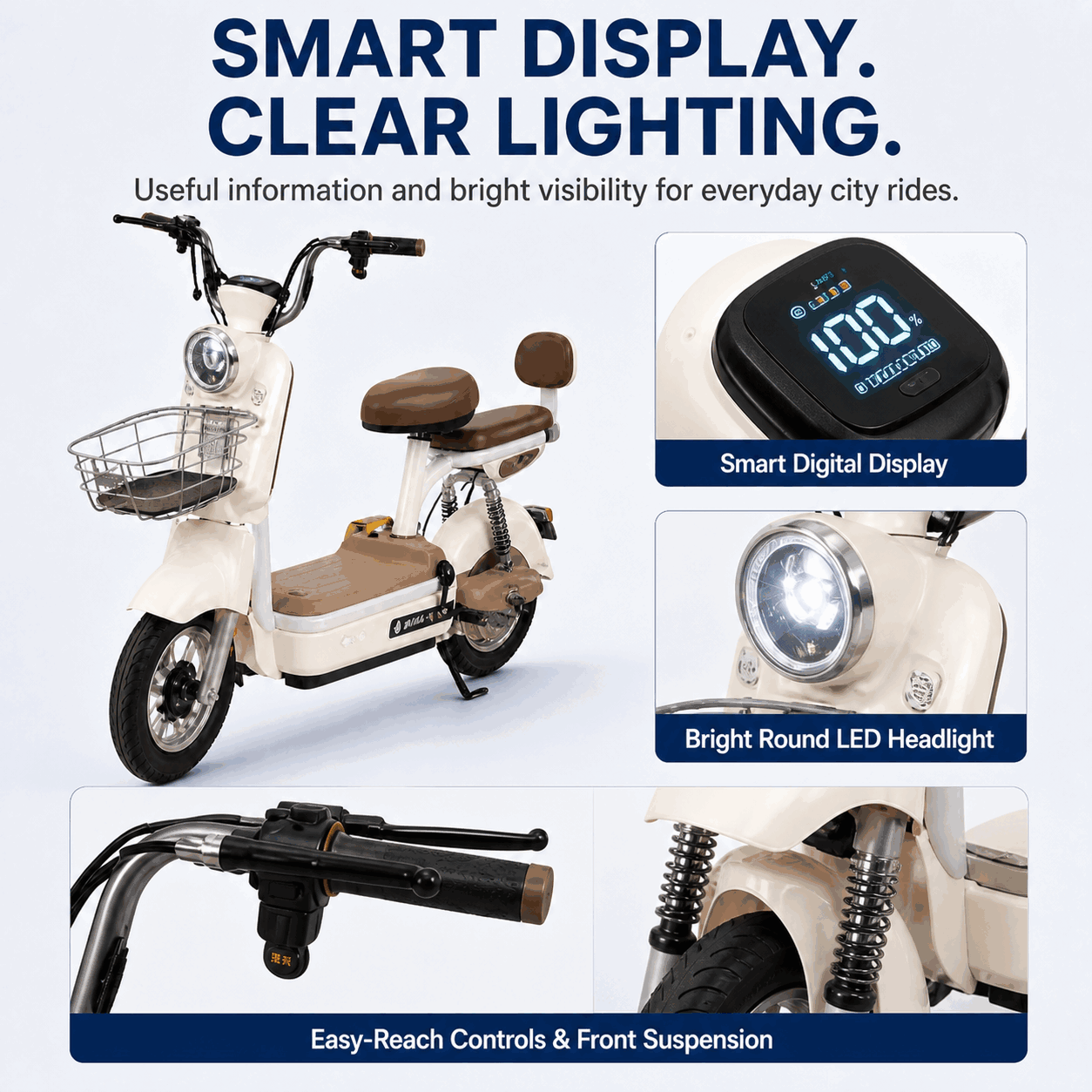350W Smart City Electric Bike with Digital Display, Dual Seats, Basket 350W Smart City Electric Bike with Digital Display, Dual Seats, Basket