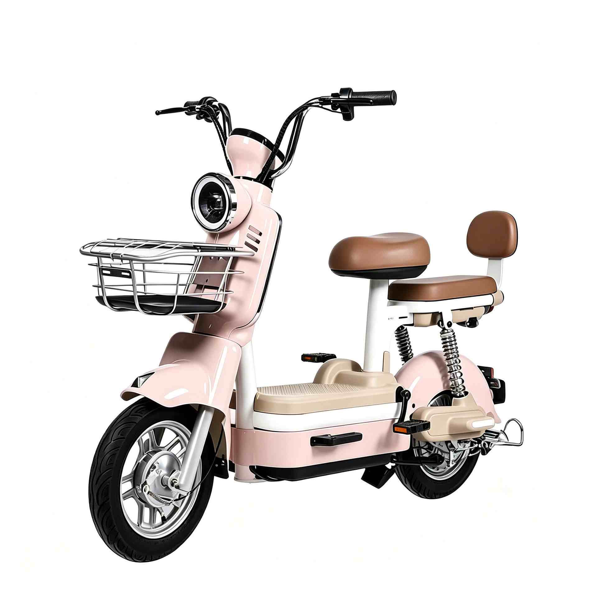 350W Smart City Electric Bike with Digital Display, Dual Seats, Basket