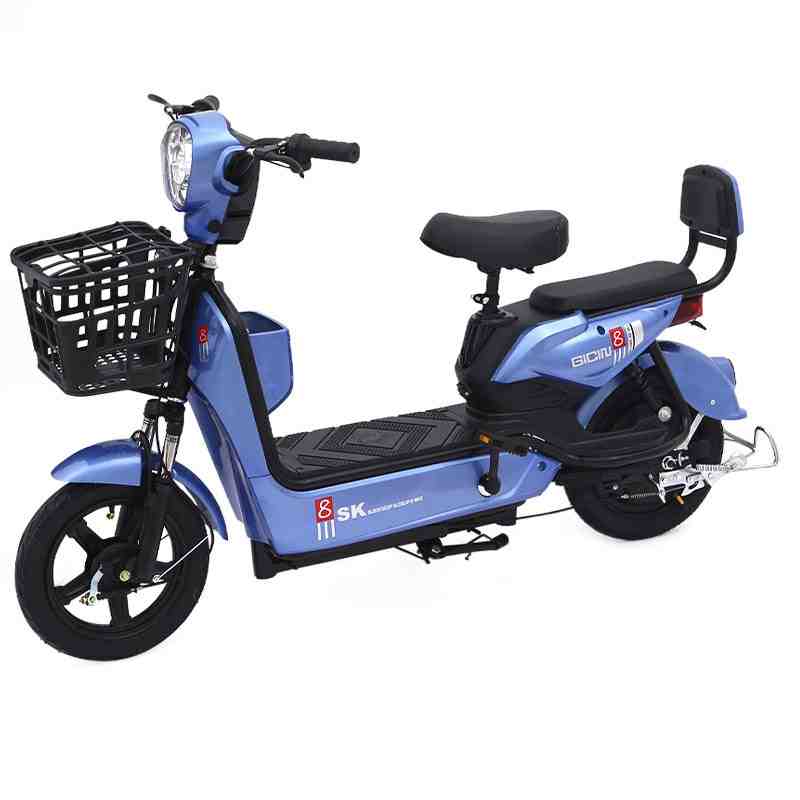 Compact Step-Through Electric Bike with Dual Seat, Front Basket and LED Display