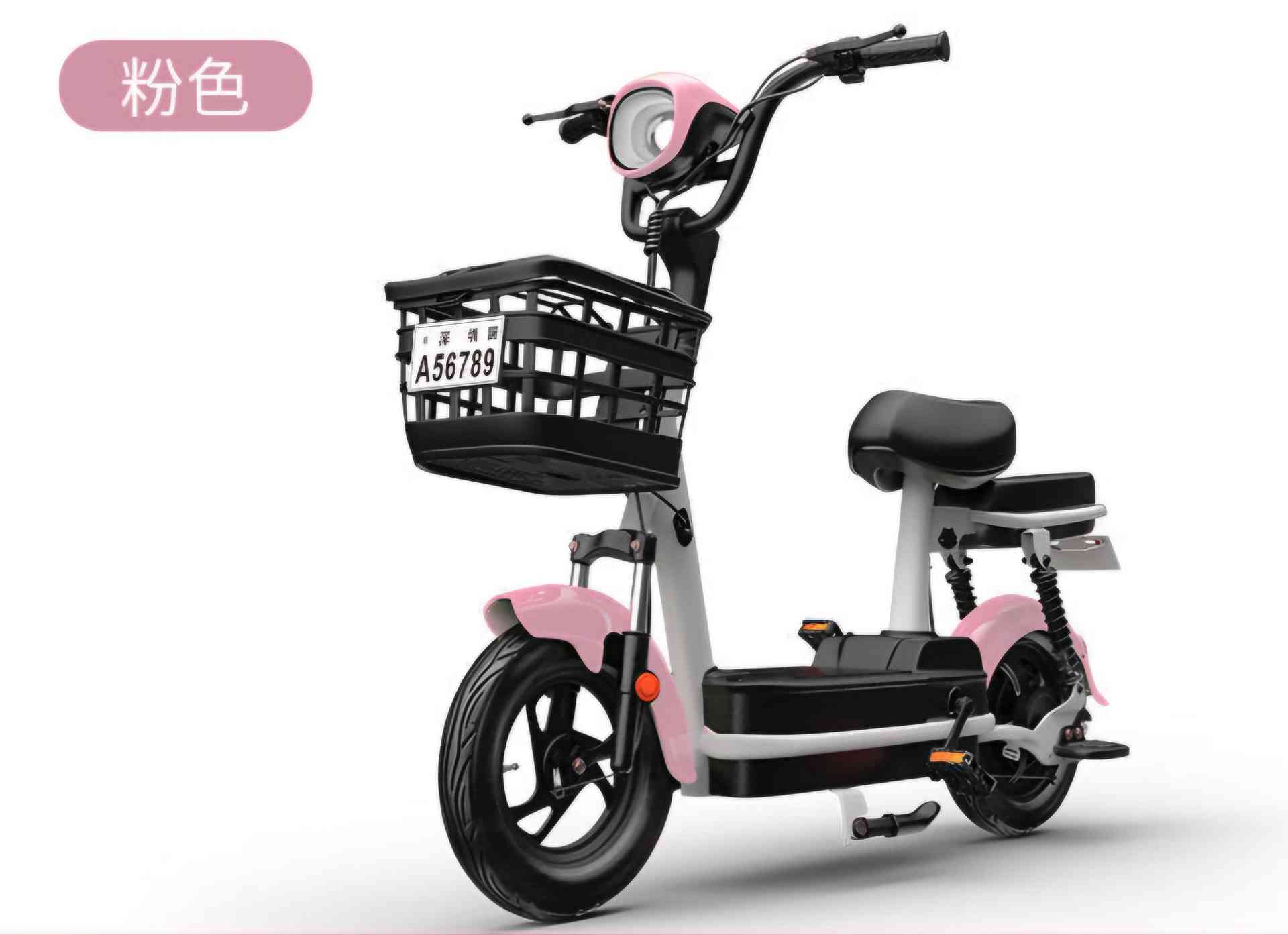 Compact Step-Through Electric Bike with Front Basket, Dual Seat and LED Display