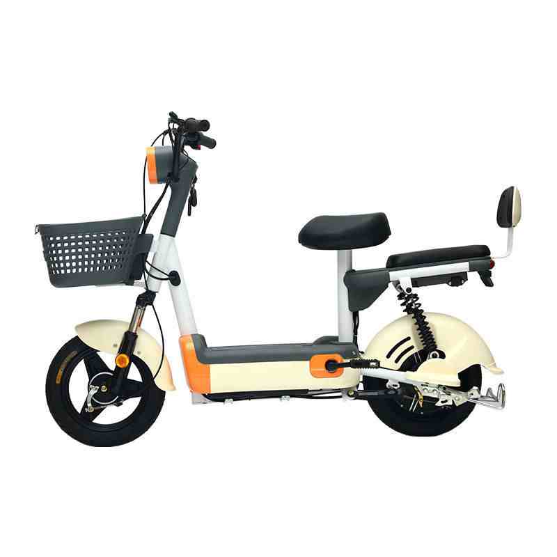 Compact Step-Through Electric Bike with Dual Seats, Front Basket and LED Display