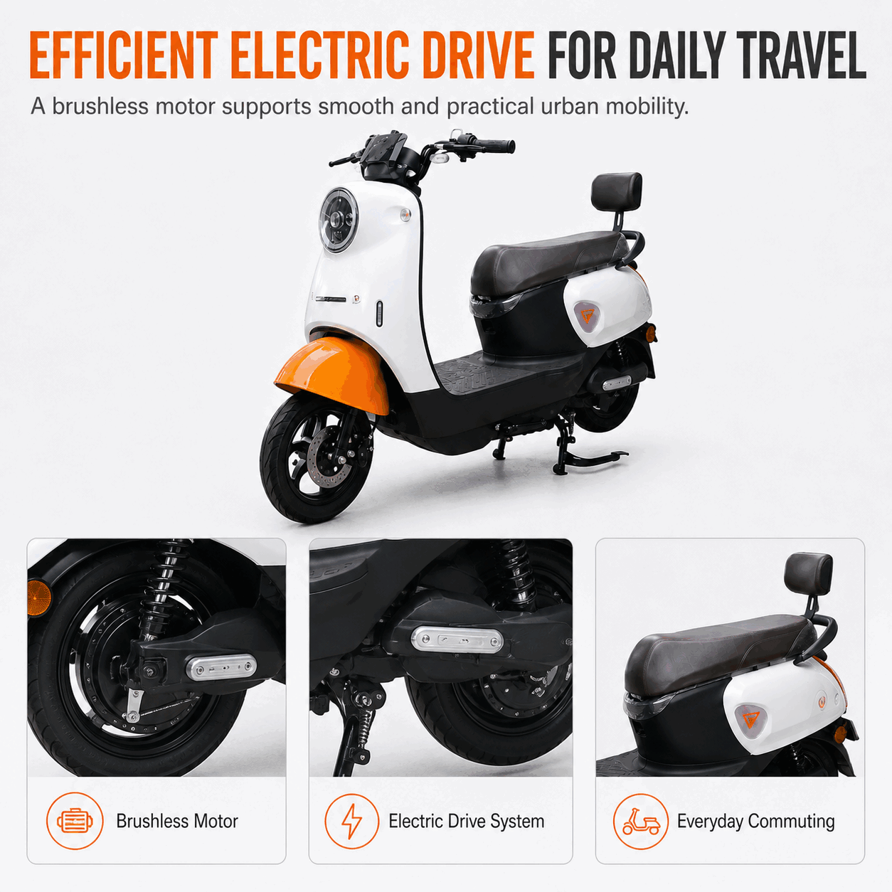 Compact Dual-Seat Electric Scooter with Brushless Motor for Urban Commuting