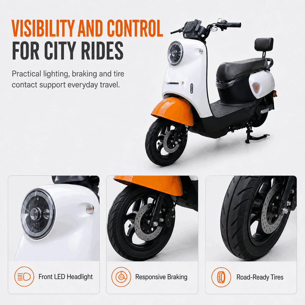 Compact Dual-Seat Electric Scooter with Brushless Motor for Urban Commuting