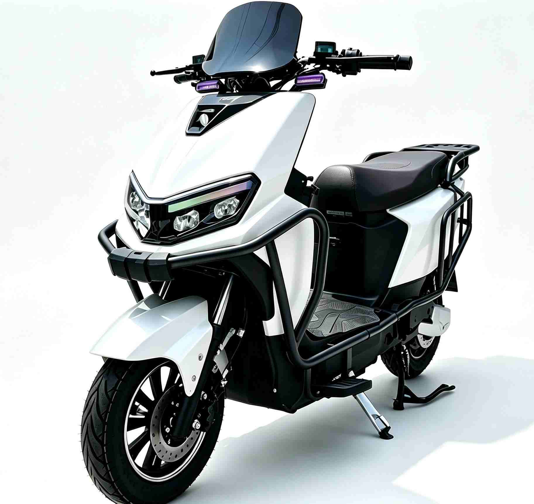 Heavy-Duty Cargo Electric Scooter with Dual Baskets, Long Seat and Suspension