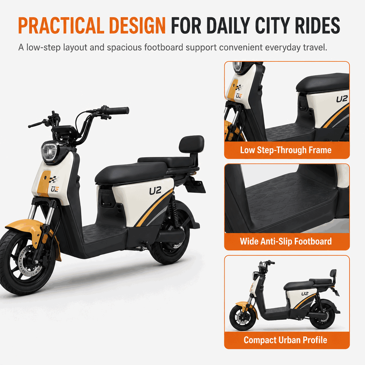 U2 Dual-Seat Electric Scooter with Brushless Motor, LED Headlight and Disc Brake
