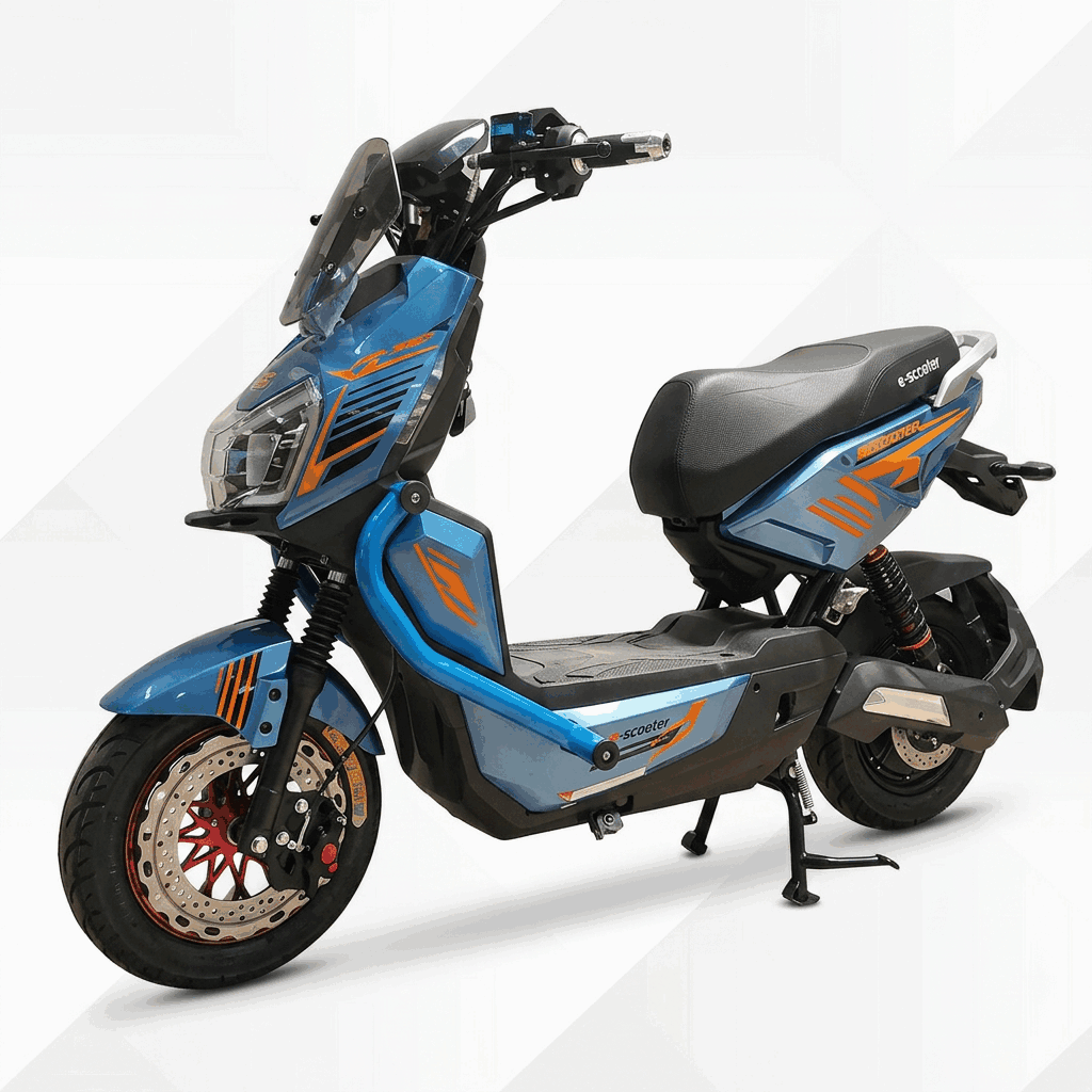 Sport Electric Scooter with Dual Disc Brakes, Wide Tires and Twin Rear Suspension