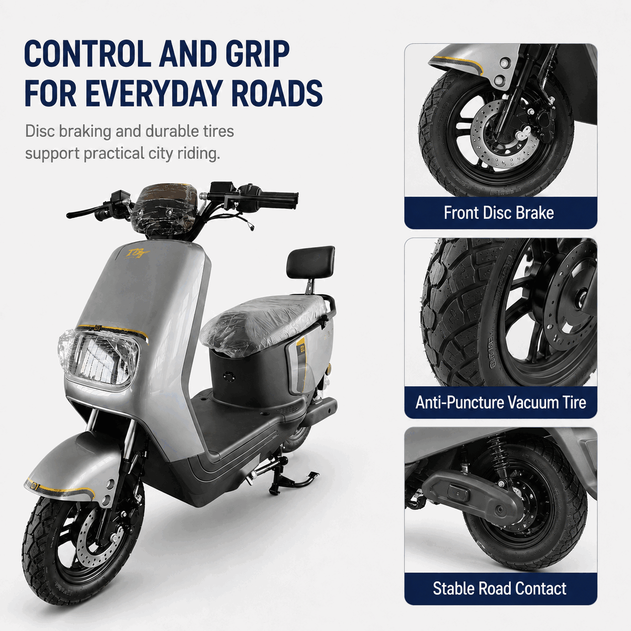 Urban Electric Scooter with LED Display, Disc Brake, Vacuum Tires and Passenger Backrest Urban Electric Scooter with LED Display, Disc Brake, Vacuum Tires and Passenger Backrest