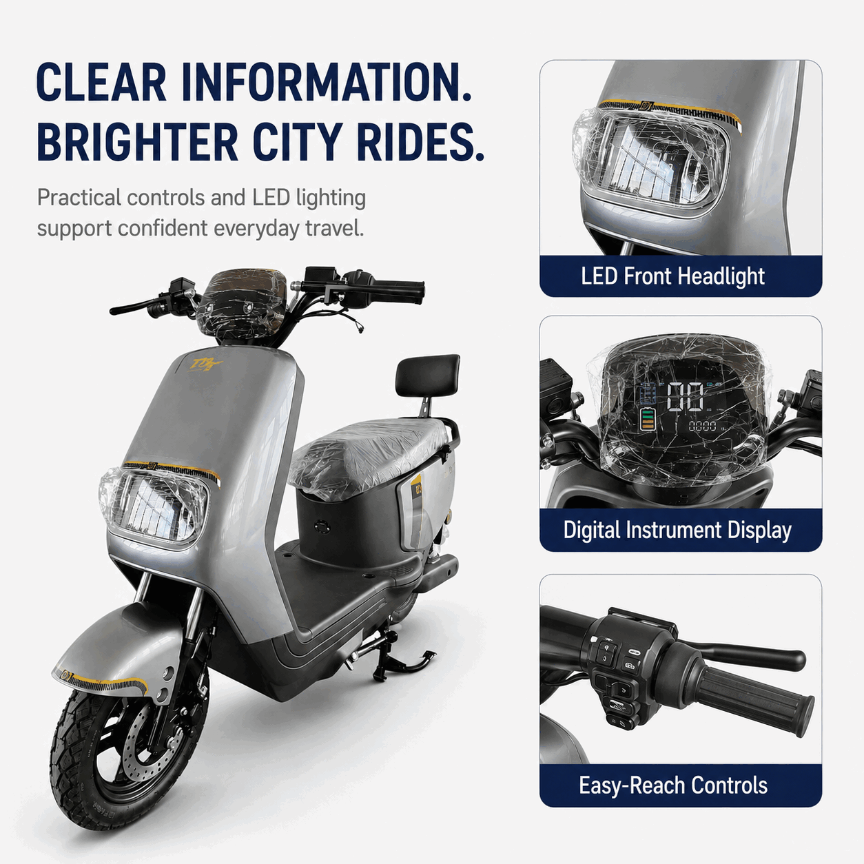 Urban Electric Scooter with LED Display, Disc Brake, Vacuum Tires and Passenger Backrest Urban Electric Scooter with LED Display, Disc Brake, Vacuum Tires and Passenger Backrest