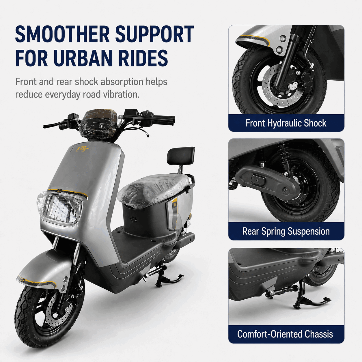 Urban Electric Scooter with LED Display, Disc Brake, Vacuum Tires and Passenger Backrest Urban Electric Scooter with LED Display, Disc Brake, Vacuum Tires and Passenger Backrest