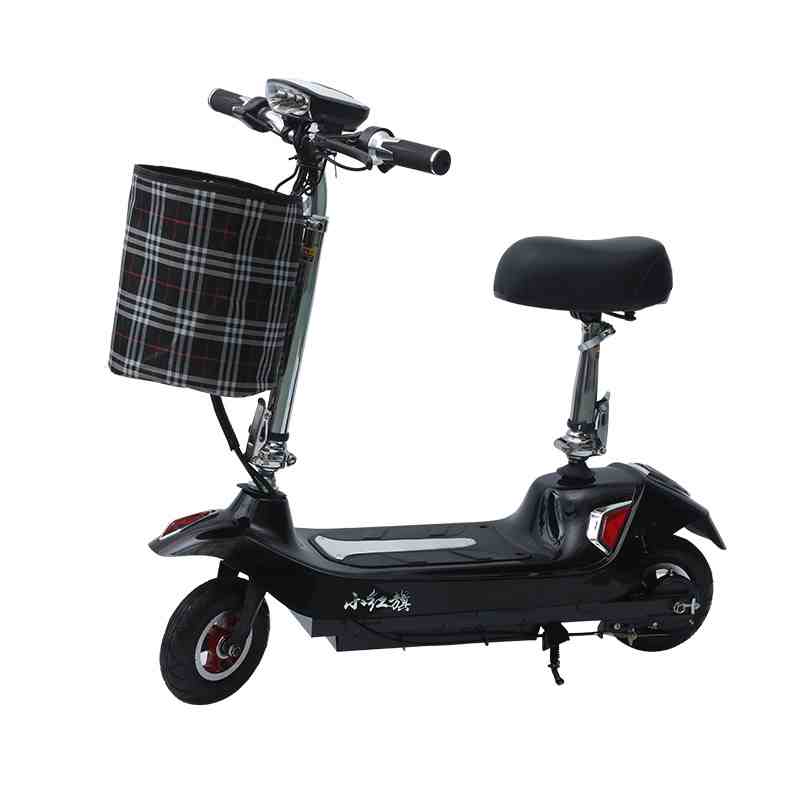 Compact Step-Through Electric Bike with Large Front Basket for City Commuting