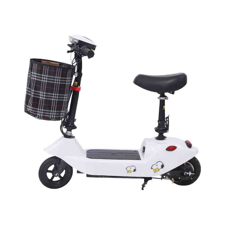 Compact Step-Through Electric Bike with Large Front Basket for City Commuting